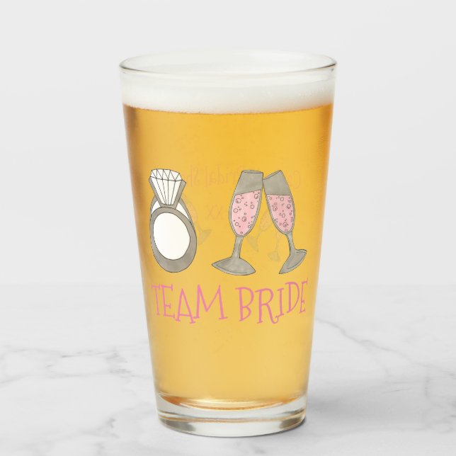 Verre Team Bride Champagne Rose Mariage Diamond Ring (Devant (rempli))