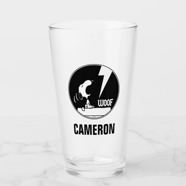 Verre Tee - shirt | Snoopy Howling | Ajouter Votre Nom (Devant)