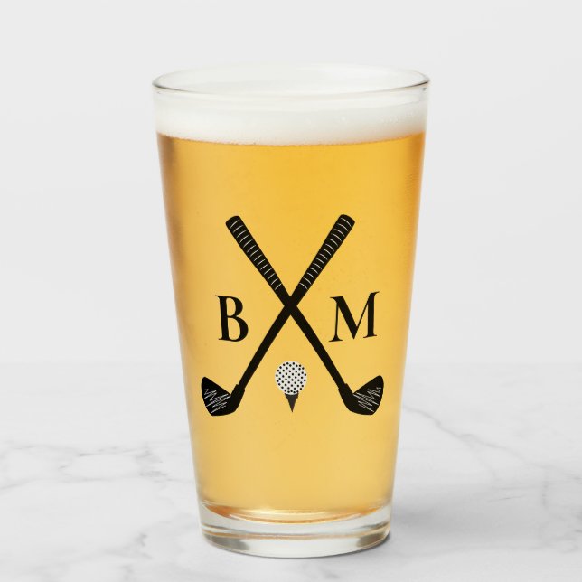 Verre Template Monogram Initial Golf Club Dad Beer  (Devant (rempli))