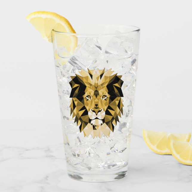 Verre Tête de lion géométrique Brown (Devant glace)