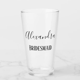 Verre Texte Élégant Chic Bridesmaid