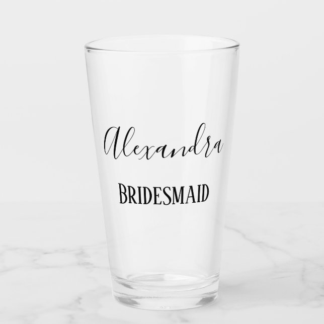 Verre Texte Élégant Chic Bridesmaid (Devant)