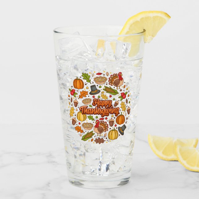 Verre Thanksgiving Moderne Belle Collection Automne (Dos glace)