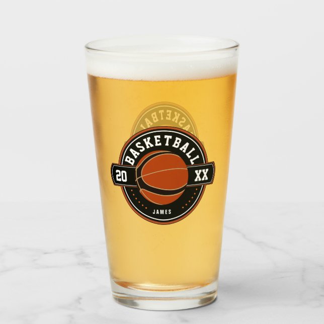 Verre Thème de basket-ball personnalisé amusant (Devant (rempli))