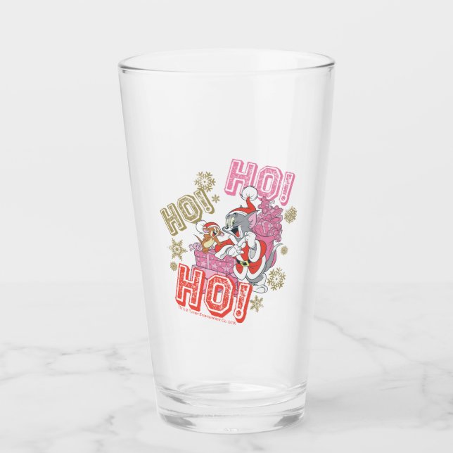 Verre Tom et Jerry "Ho ! Ho ! Ho !" Livraison de cadeaux (Devant)