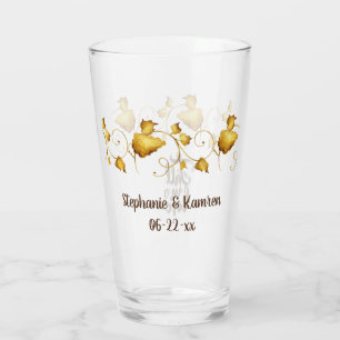 Verre Tomber amoureux Mariage d'automne avec des noms et