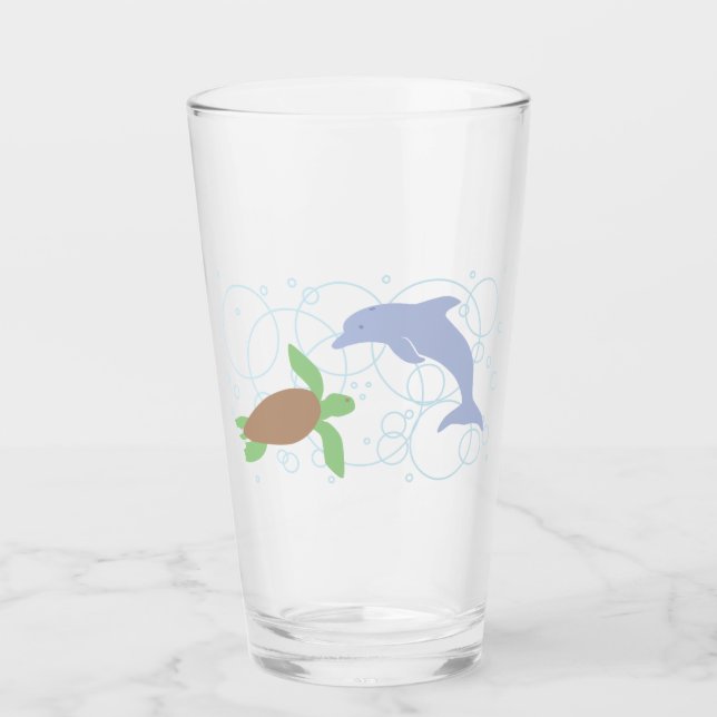 Verre Tortue de mer et dauphin (Devant)