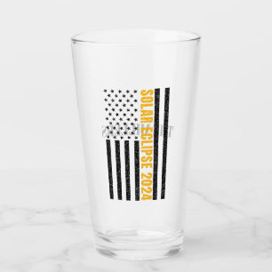 Verre Total Solar Eclipse USA 8 avril 2024 Drapeau améri