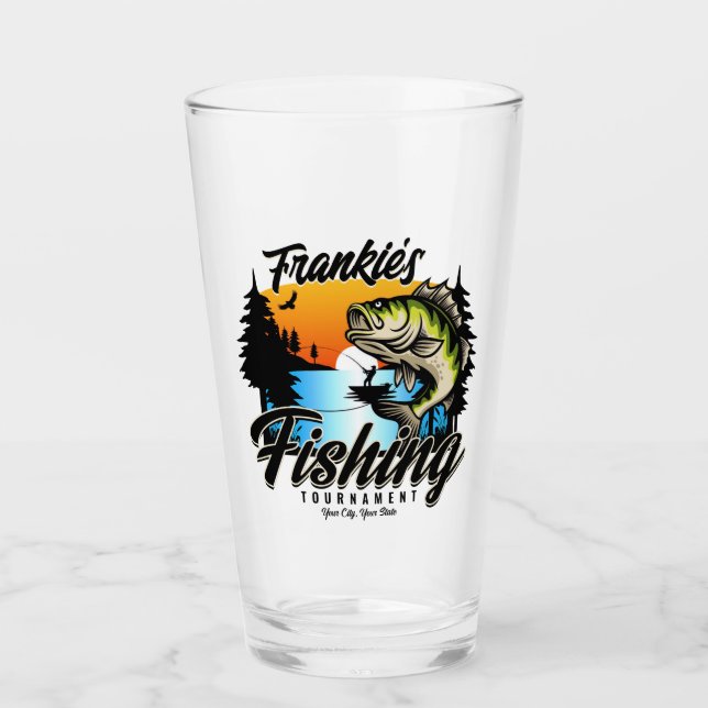 Verre Tournoi de pêche personnalisé Truite pêcheur (Devant)