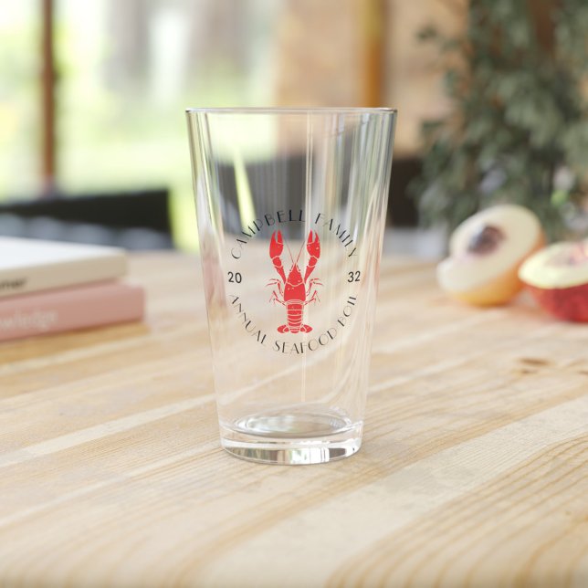 Verre Toute occasion Famille Homard Bouille Personnalisé (Family Annual Seafood Boil Drinking Glass with Lobster Motif)