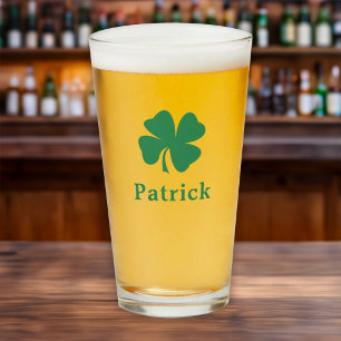 Verre Trèfle vert irlandais Bière personnalisée avec mon