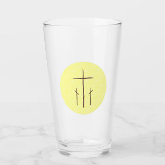 Verre Trois croix sur le Calvaire jaune buvant