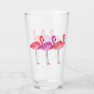 Verre Trois Flamants roses colorés