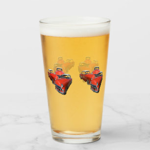 Verre Trois Voitures Classiques Rouge Et Blanc Vintage,