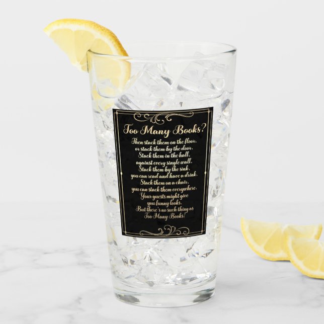 Verre Trop De Livres Poème Noir Et Or (Devant glace)