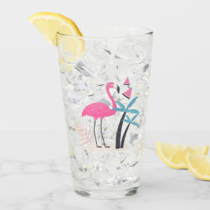 Verre Tropical Cute drôle d'aquarelle flamingo