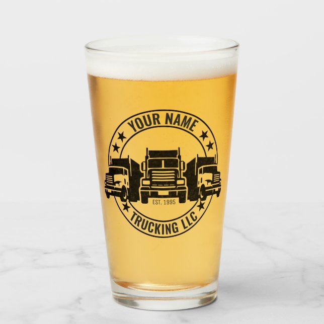 Verre Trucker personnalisé Big Rig Semi Camion Camion (Devant (rempli))