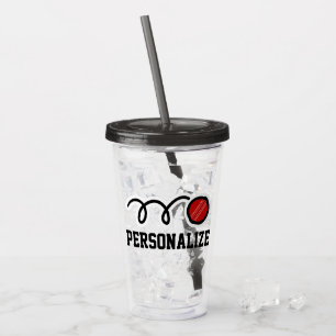Verre tumbler en acrylique joueur de cricket nom p