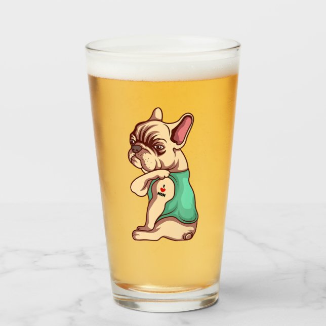 Verre Tumbler Visage Chien-taureaux français | Cadeaux d (Devant (rempli))