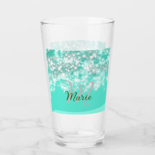 Verre Turquoise turquoise agate aqua monogramme ajouter 