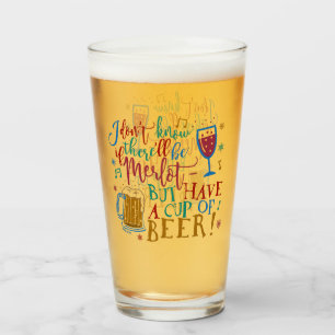 Verre Typographie drôle d'humour de bière de vin merlot