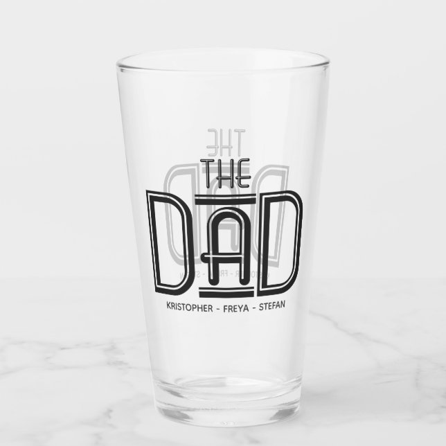 Verre Typographie noir blanc Personnalisé LE Papa (Devant)