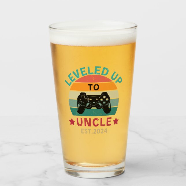 Verre Uncle Pregnancy Faire-part Beer Glass EST 2024 (Devant (rempli))