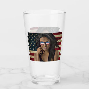 Verre Une Américaine Distortie Du Drapeau Américain