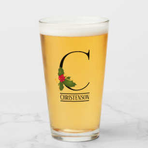 Verre Vacances Holly Monogramme C Bière personnalisée