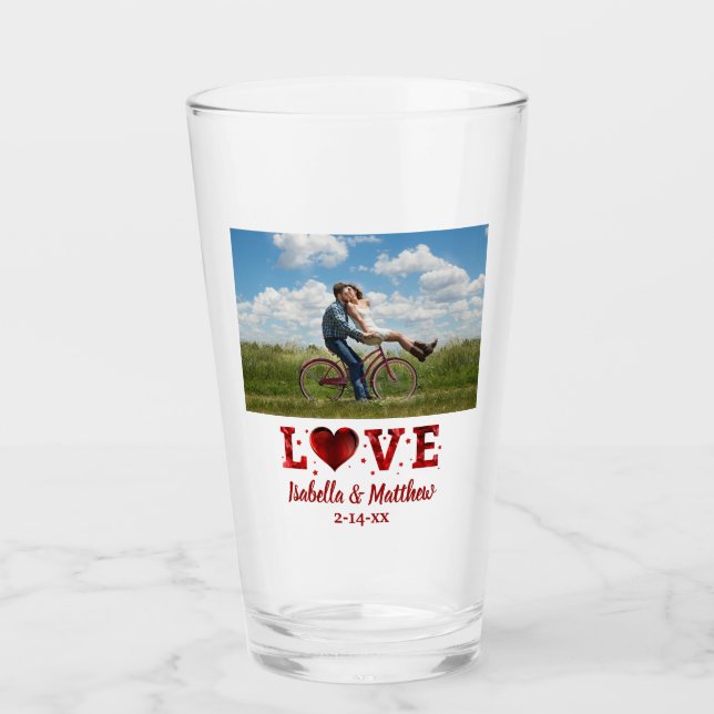 Verre Valentines Day Photo Cute Couple Heart Lot (Devant)