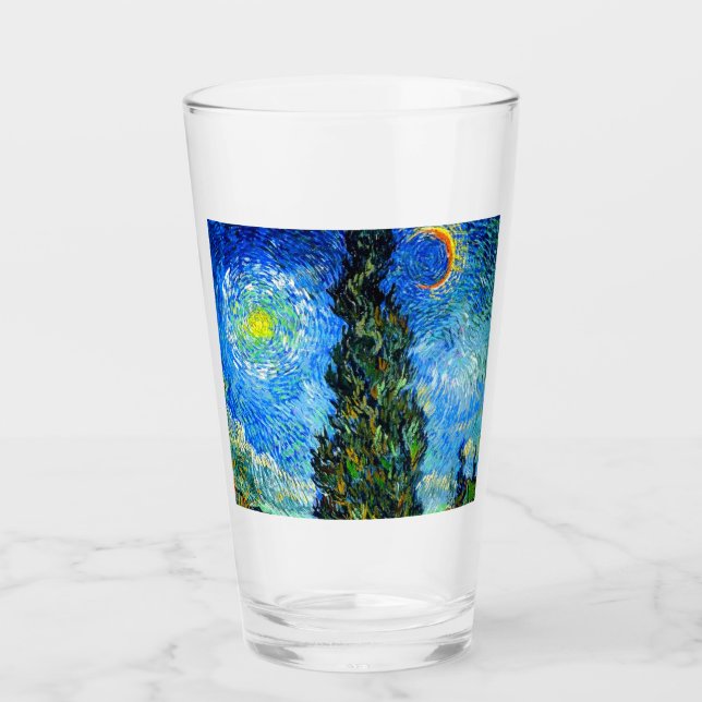 Verre Van Gogh Road avec Cypress et Star (Devant)