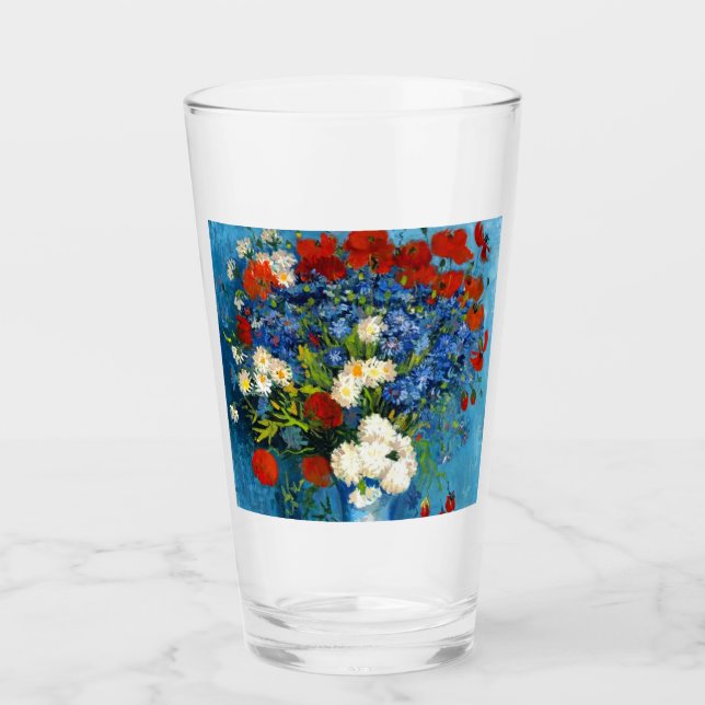 Verre Van Gogh Vase avec Cornflowers et Poppies (Devant)
