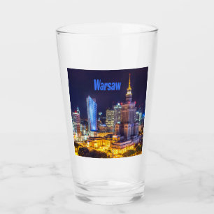 Verre Varsovie Pologne Nuit Skyline Varsovie Spire