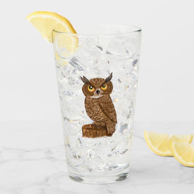Verre Verrerie potable de hibou d'humour (Devant glace)