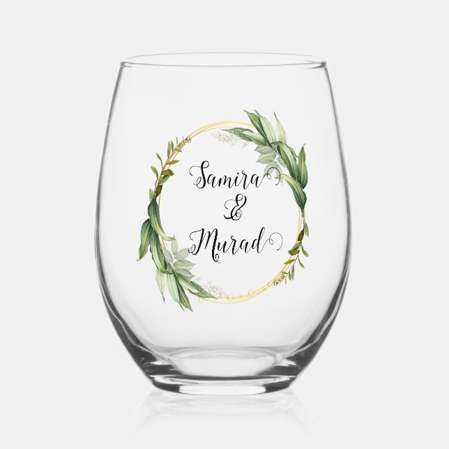 Verre vert Floral Mariage sans pierre (Recto)