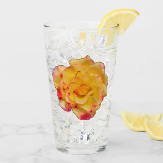 Verre Vibrant Yellow and Pink Rose Drinking Glass