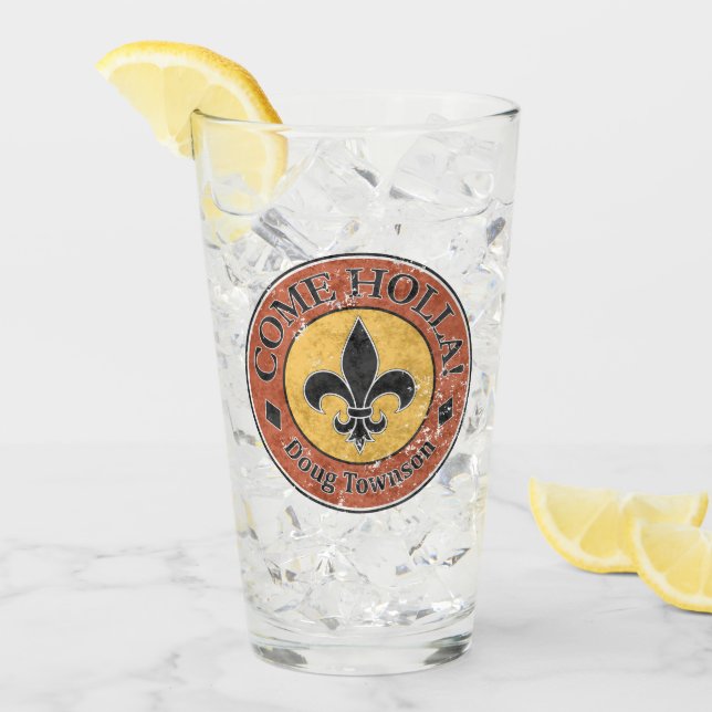 Verre Viens Holla ! Logo Fleur-de-lis Circle (Devant glace)