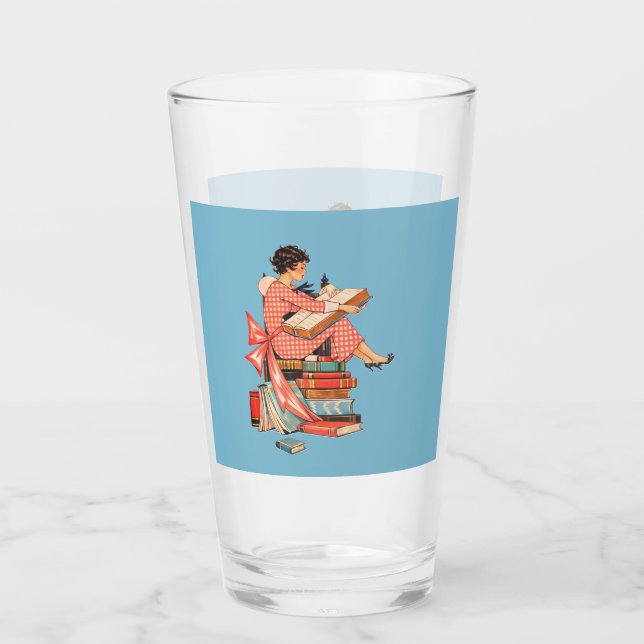 Verre Vintage Book Lover Reading Illustration (Dos)