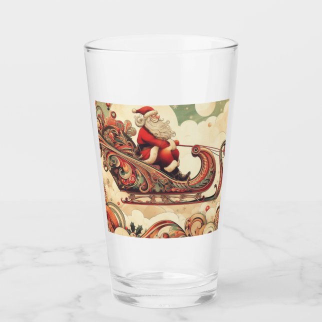 Verre vintage/caprical/père Noël/Noël (Devant)