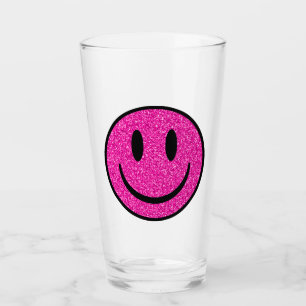 Verre Visage de sourire rose Parties scintillant