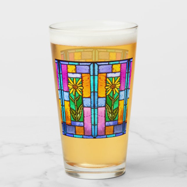 Verre Vitrail Jaune marguerite (Devant (rempli))