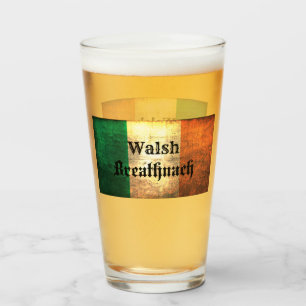 Verre Walsh Surname sur Irish Flag