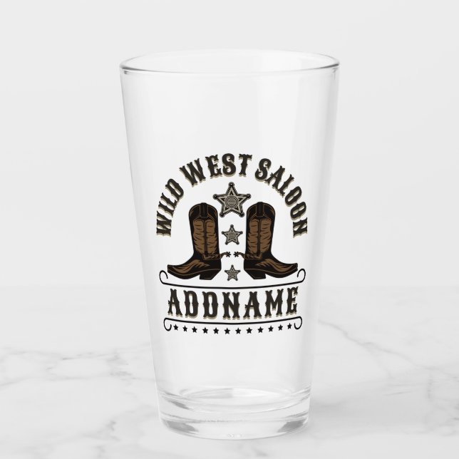 Verre Western Cowboy Boots AJOUTER LE NOM Sheriff Spurs  (Devant)