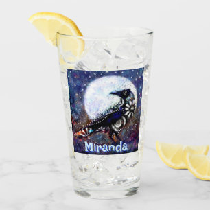 Verre Whimsical Raven Moon Floral Personnalisé