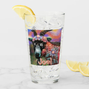 Verre Whimssical Floral Chèvre ferme animal personnalisé