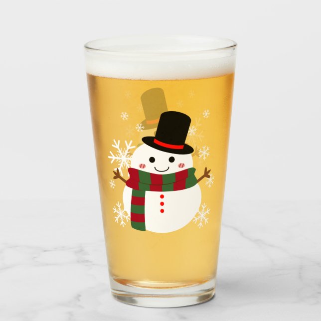 Verre White Christmas Snowman (Devant (rempli))