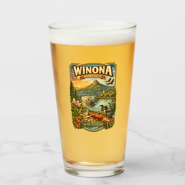 Verre Winona, MN Minnesota Unique Souvenir Glass Cup (Devant (rempli))