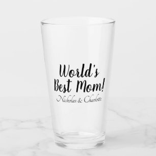 Verre World’s Best Mom noir script personnalisé élégant 