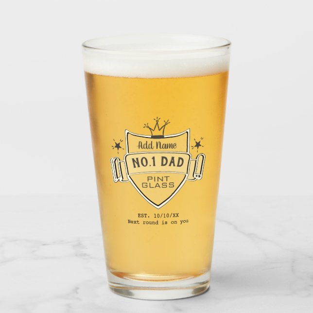 Verre Worlds Best No.1 DAD- VITRE PERSONNALISÉ (Devant (rempli))