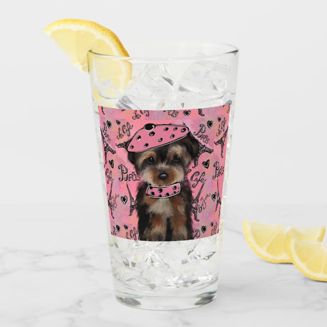 VERRE YORKIE POO (Devant glace)